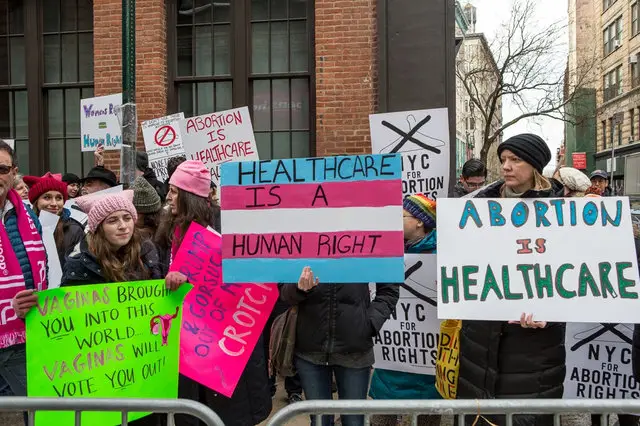 Demonstrators outside a Manhattan Planned Parenthood last year